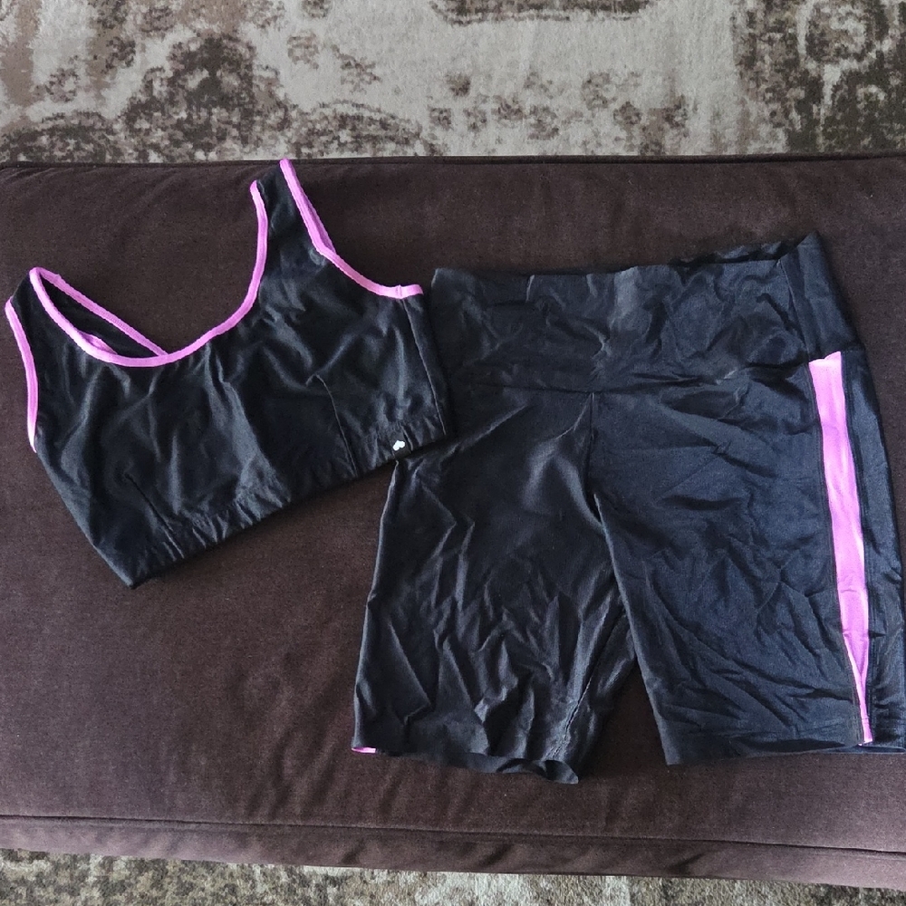 Booty by Brabanta Curvy Hi-Shine Crop (Bra) Top and Bike Shorts Set